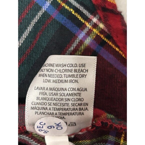 Time & Tru Womens Plaid Flannel Shirt Large Red Green Gold Button Up Long Sleeve - Picture 9 of 9